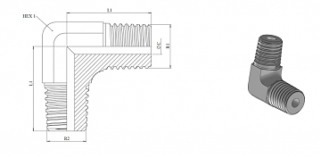 Адаптер 90° BSPT 1"-1" (Ш-Ш)