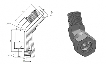Адаптер 45° NPT2" - NPSM2" (Ш-Г)
