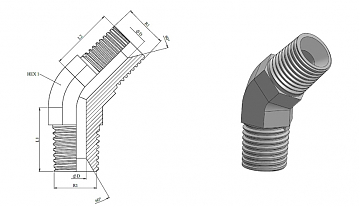 Адаптер 45° NPT 3/4 (Ш-Ш)