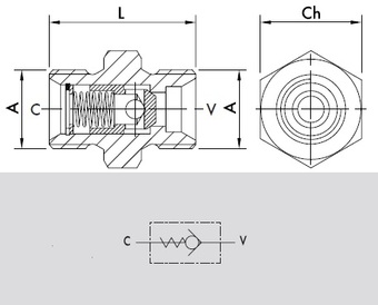 Клапан обратный VU MM 3/4" 1Bar