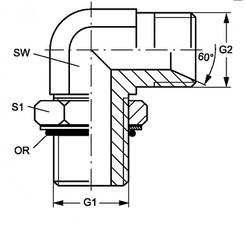 TN514-BSP1/4"-7/16"-20UNF